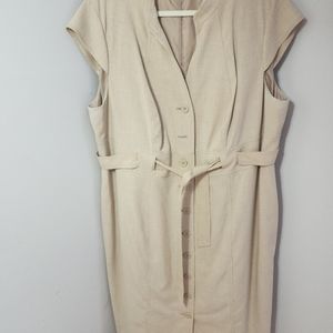 Calvin Klein womens plus size 22W belted button down Sheath dress